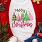 White Merry Christmas Holiday Vibe Graphic Crewneck T Shirt