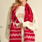 Burgundy Elk Christmas Tree Print Knitted Scarf