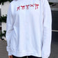 White Diverse Bow Embroidery Drop Shoulder Sweatshirt