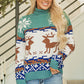 Canton Christmas Reindeer Snowflake Colorblock Turtleneck Sweater