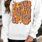 Beige JESUS CHRISH & PUMPKIN SPICE Graphic Drop Shoulder Sweatshirt