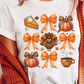 White Turkey Coquette Bow Pumpkin Thanksgiving T-Shirt