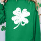 Dark Green St. Patricks Lucky Clover Graphic Sweatshirt