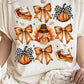 White Cute Bowknot Tanksgiving Graphic Crewneck T Shirt