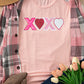 Pink Sequin Heart XOXO Patched Graphic Valentines T Shirt