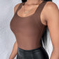 U Neck Built in Bra Tank High Strechy Sleeveless Slim Fit Tops Camisole