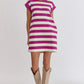 Rose Stripe Cap Sleeve Pocketed Shift T-shirt Dress