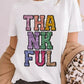 White Heat-transfer Printed THANKFUL Letter Graphic T Shirt