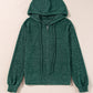 Evergreen Ribbed Zip Up Front Drawstring Hoodie