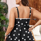 Black Polka Dot/Colorblock Trim V Neck Plus Size Swim Dress