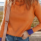 Straw Yellow Color Contrast Edge Mock Neck Slim Fit Sweater