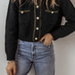 Black Shimmer Flap Pocket Button up Cardigan