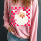 Pink Fancy Checkered Father Christmas Graphic Sweatshirt