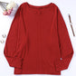 Red Solid Color Patchwork Long Sleeve Top