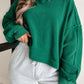 Dark Green Sherpa Fleece Drop Shoulder Hoodie