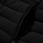 Black Plush Collared Quilted Zipped Puffer Vest