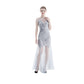 Women's Beaded Mesh Sequined Evening Gown Long Dress