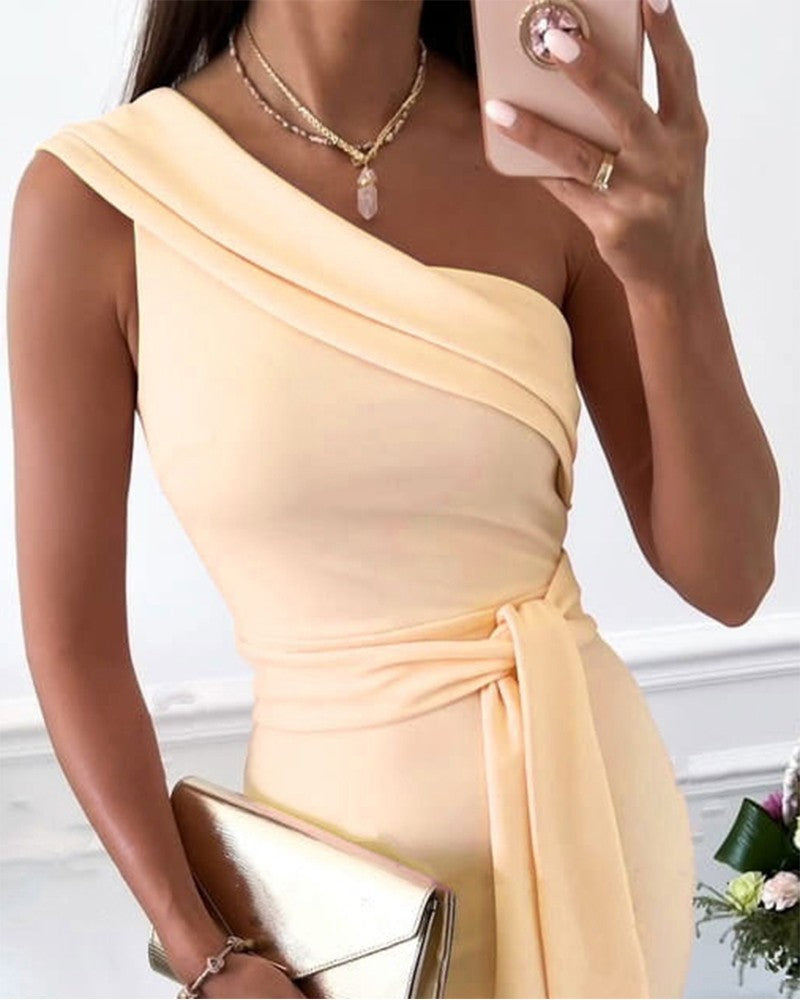 One Shoulder Tied Detail Party Dress