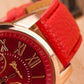 1pc Leather Band Quartz Watch