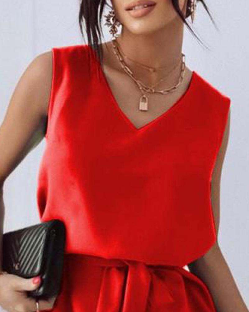 Sleeveless Ruffle Hem Casual Dress