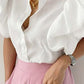 Puff Sleeve Ruched Buttoned Top