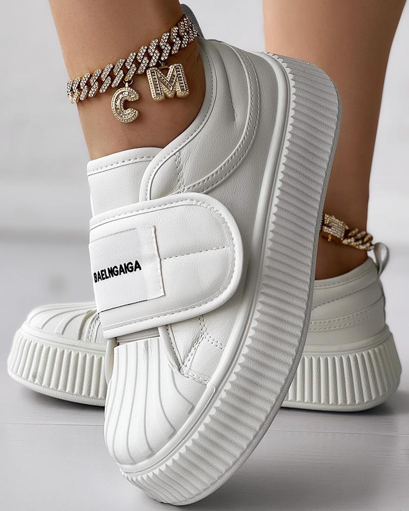 Quilted Platform Velcro Casual Sneakers