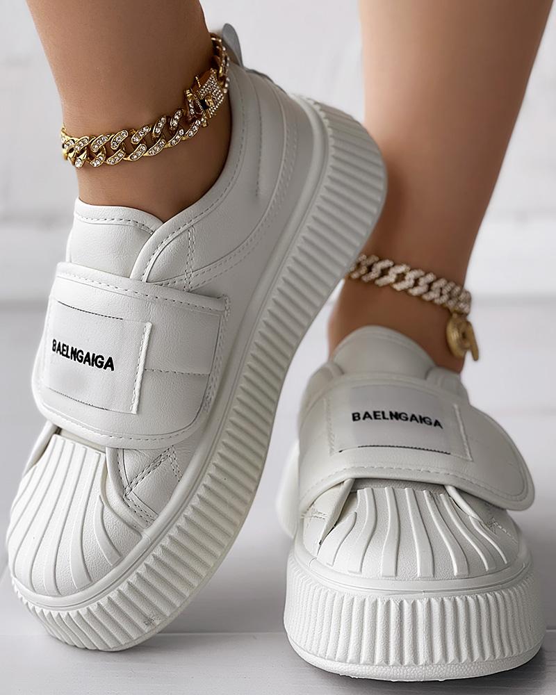 Quilted Platform Velcro Casual Sneakers