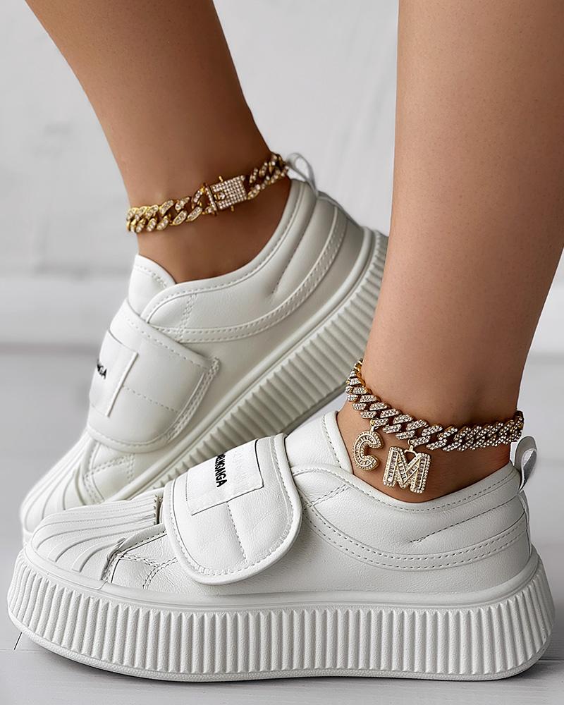 Quilted Platform Velcro Casual Sneakers