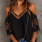 Contrast Lace Cold Shoulder Top