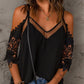 Contrast Lace Cold Shoulder Top