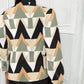 Geometric Print Colorblock Tie Neck Top