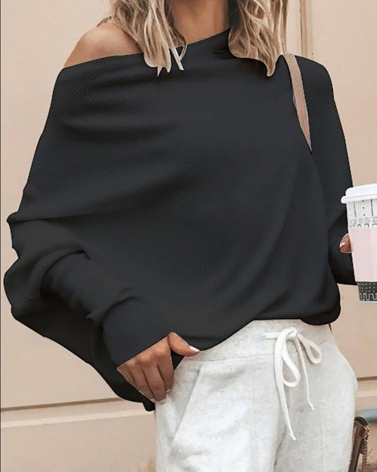 Round Neck Batwing Sleeve Top