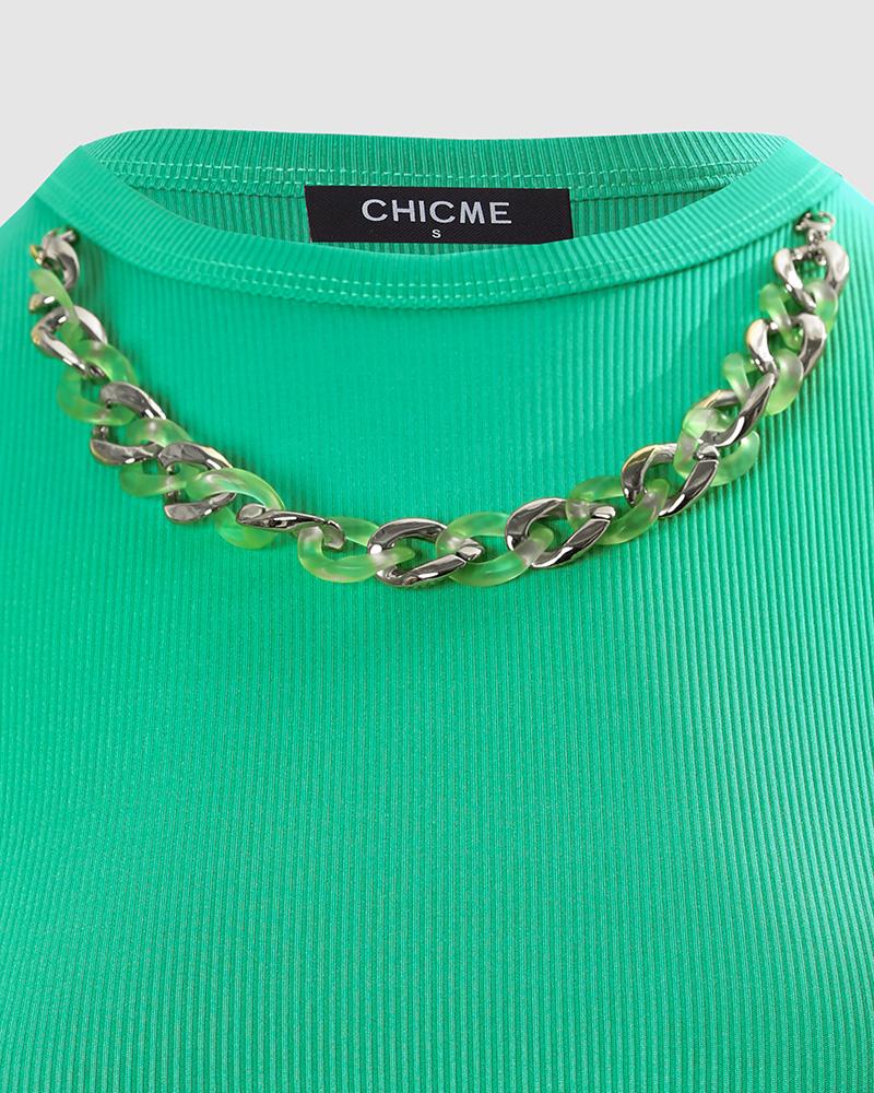 Chain Decor Tied Detail Backless Top