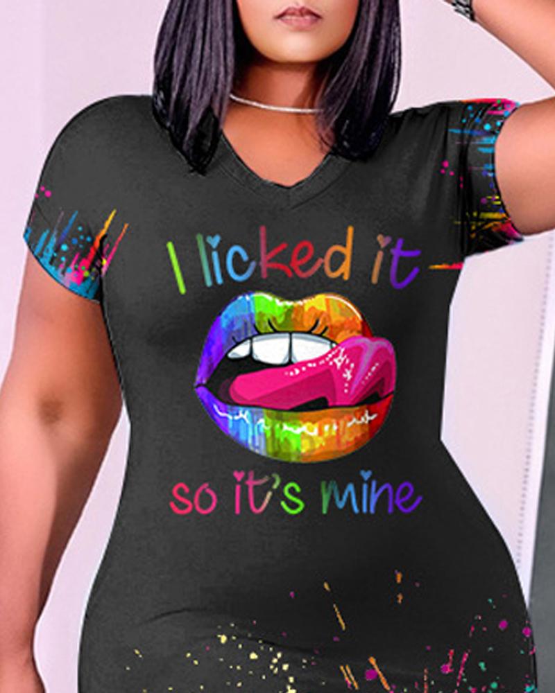 I Licked It So It's Mine Ink Splash Print Casual Dress