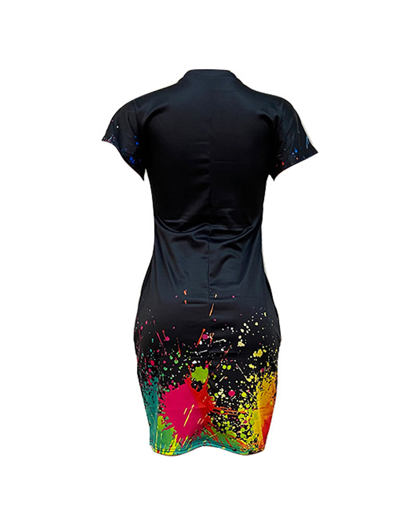 I Licked It So It's Mine Ink Splash Print Casual Dress