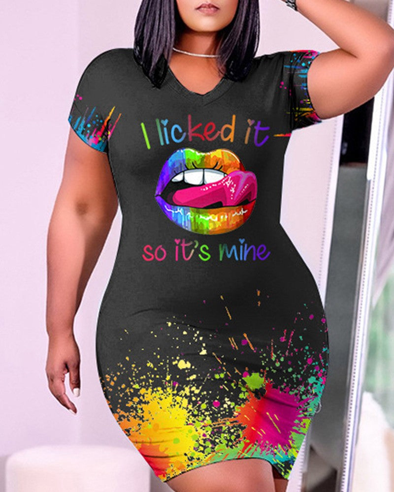 I Licked It So It's Mine Ink Splash Print Casual Dress