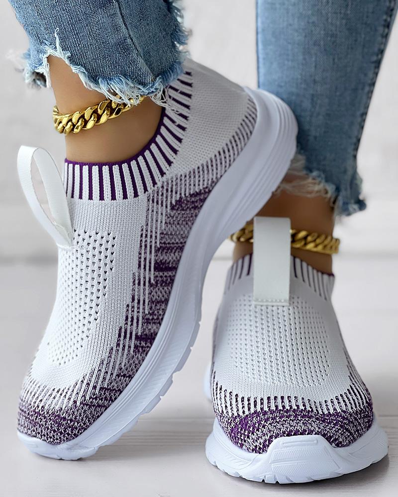 Colorblock Slip On Knit Running Sneakers