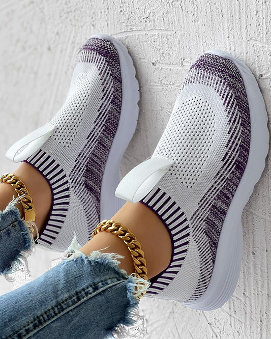 Colorblock Slip On Knit Running Sneakers