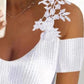 Contrast Lace Cold Shoulder Top