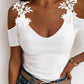 Contrast Lace Cold Shoulder Top