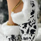 Halloween Cow Print Fuzzy Lined Ankle Boots