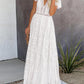 V Neck Eyelash Crochet Lace Maxi Dress