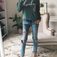 Letter Print Crew Neck Sweatshirt