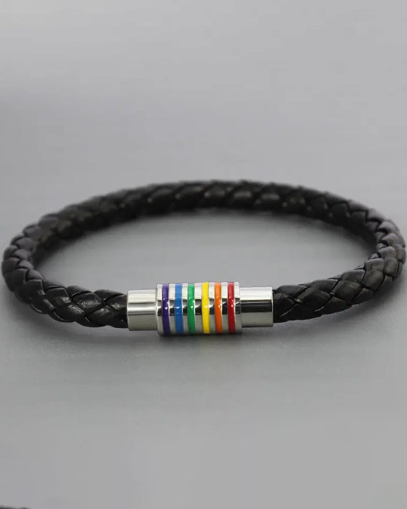 1pc Rainbow Stripe Braided Magnet Bracelet