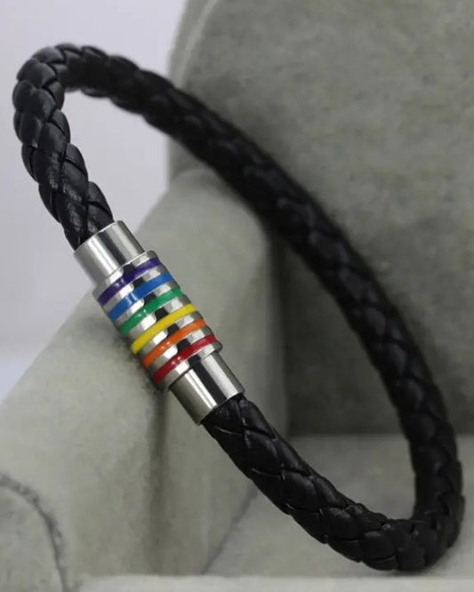 1pc Rainbow Stripe Braided Magnet Bracelet