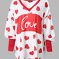 Valentine's Day Heart Love Print Batwing Sleeve Top