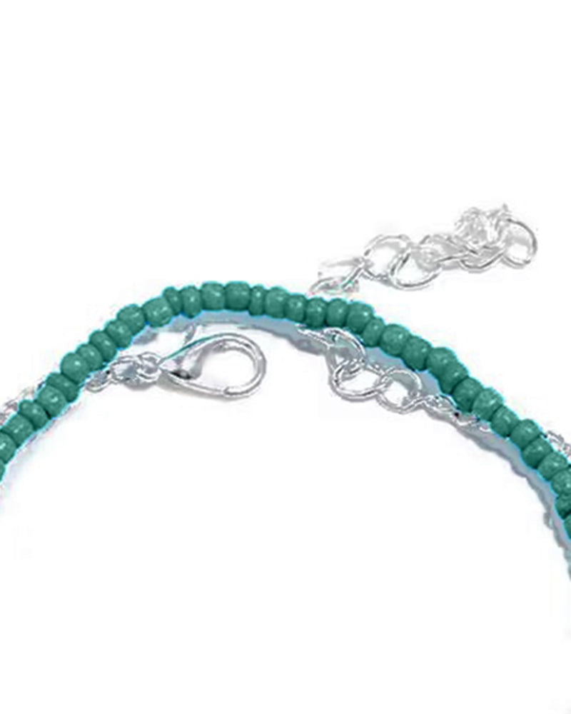 2pcs Stackable Beaded Disc Bohemian Summer Beach Anklets Set