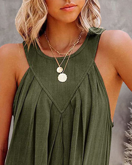 Pleated Design Flowy Tank Top