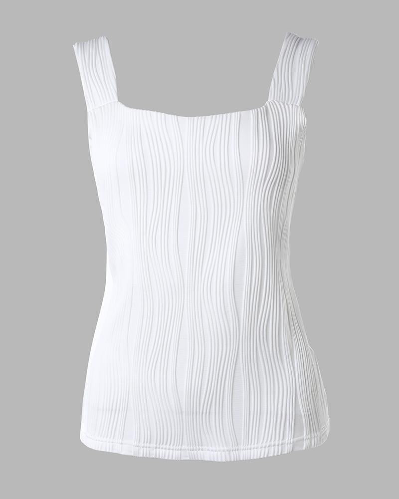 Square Neck Textured Tank Top