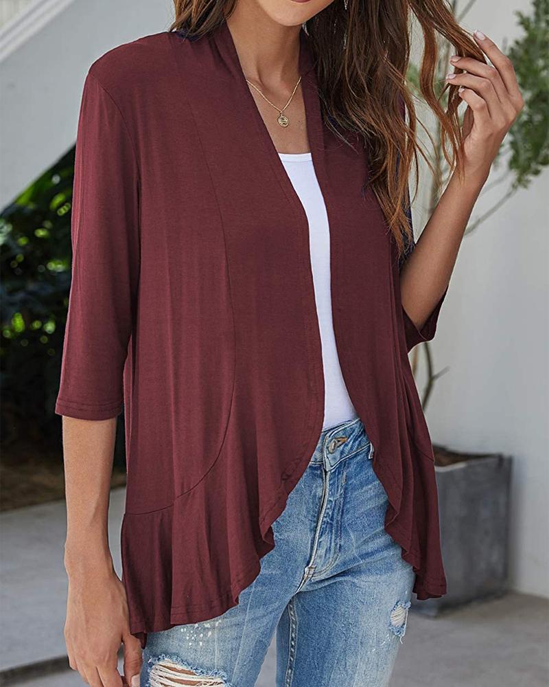 Ruffle Hem Open Front Top